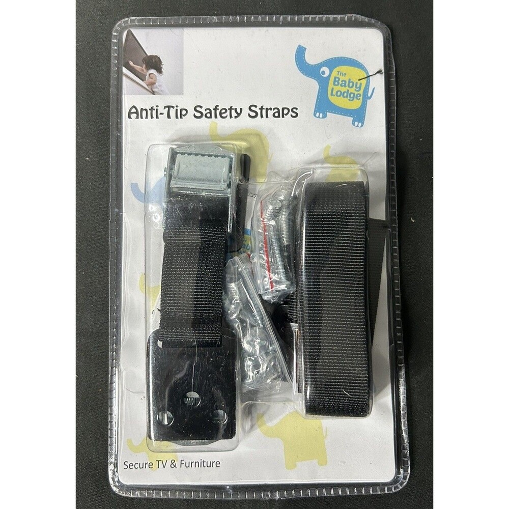 The Baby Lodge Anti-Tip Safety Straps for TV & Furniture Wall Anchors New SEALED